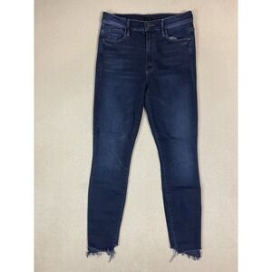Mother Jeans Womens 28 Dark Blue The Stunner Two Step Fray Raw Hem Stretch Denim